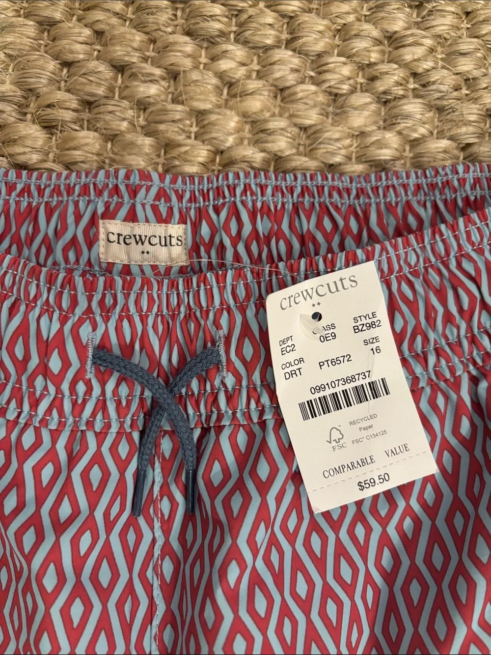 JCrew Red and blue Geometric Kids Swim Trunks